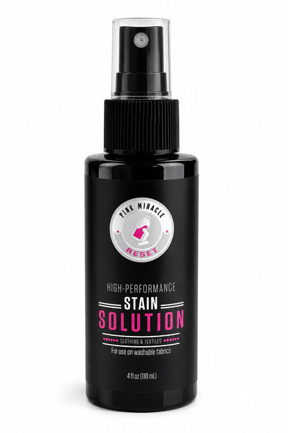 Pink Miracle RESET Stain Remover Spray for Clothes & Fabrics | Laundry Spot Treatment for Wine, Coffee, Grease, Blood & Food Stains | 4 fl oz